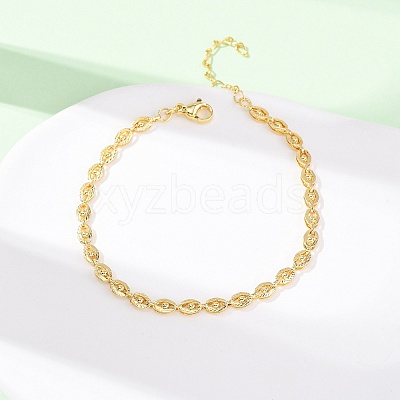 Brass Link Chain Bracelets for Women BJEW-C140-13G-1