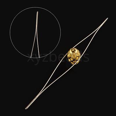Iron Collapsible Big Eye Beading Needles X-ES001Y-S-45mm-01-1