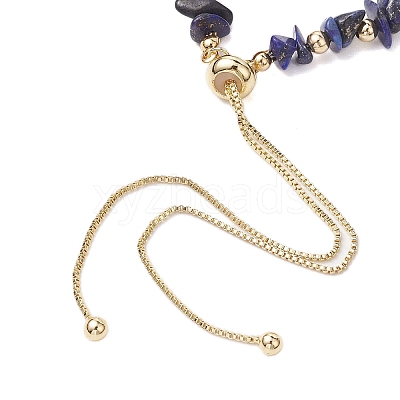 Adjustable Natural Lapis Lazuli Chips Beaded Slider Bracelets for Women BJEW-JB10489-1