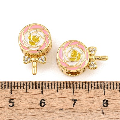 Brass Micro Pave Clear Cubic Zirconia European Beads KK-Z140-01G-1