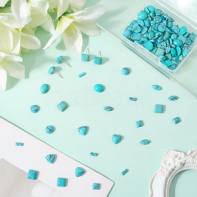 112Pcs 7 Styles Dyed Synthetic Turquoise Cabochons TURQ-SP0001-02-1