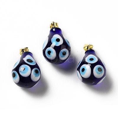 Handmade Evil Eye Lampwork Pendants LAMP-F026-04F-1