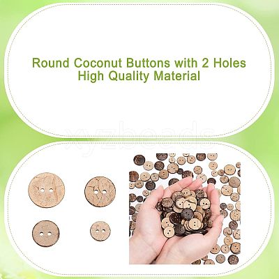 240Pcs 4 Styles 2-Hole Flat Round Coconut Buttons BUTT-CA0001-10-1