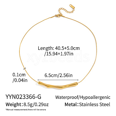 304 Stainless Steel Twisted Curved Bar Pendant Necklaces for Women SJ7114-1-1