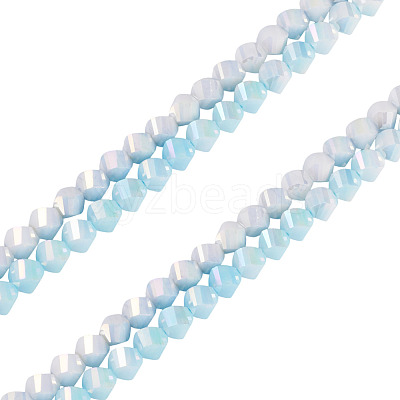 2Strands 2 Colors Anti-Tarnish Electroplate Glass Beads Strands GLAA-TA0003-78-1