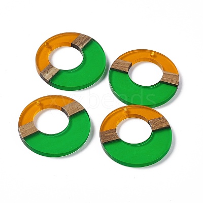 Transparent Resin & Walnut Wood Pendants RESI-M027-03B-1