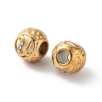 Ion Plating(IP) 304 Stainless Steel Rhinestone European Beads STAS-A092-10U-G-1