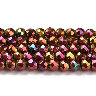 Electroplate Glass Beads Strands GLAA-H021-01B-FP10-1