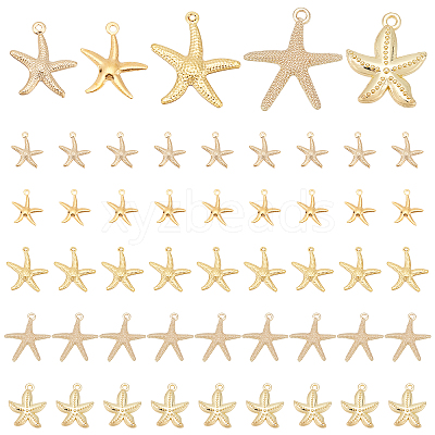 50Pcs 5 Style Iron & Alloy & Brass Pendants FIND-PH0005-62-1