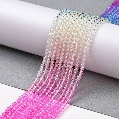 Transparent Gradient Color Glass Beads Strands GLAA-G101-2mm-11-1