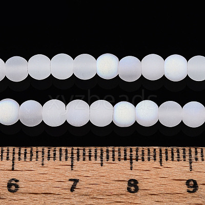 Frosted Imitation Jade Glass Beads Strands GLAA-T032-J4mm-MBB01-1