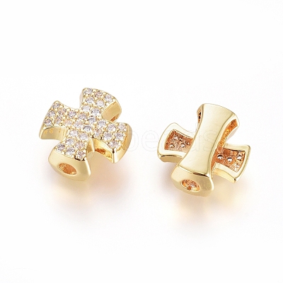 Brass Micro Pave Cubic Zirconia Slide Charms ZIRC-G166-38G-1