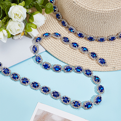 1 Yard Brass Glass Rhinestone Chains KK-NB0003-96B-1