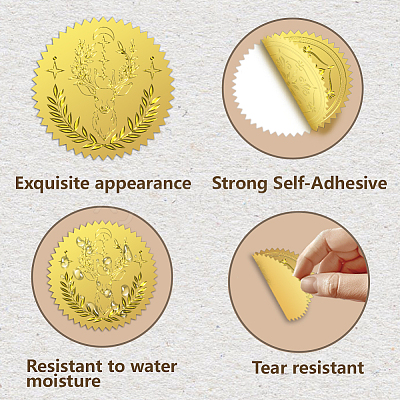 Plastic Self Adhesive Gold Foil Embossed Stickers DIY-WH0211-617-1