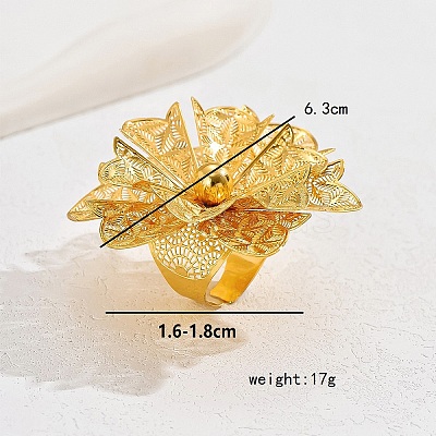 Luxurious Iron Hollow Flower Cuff Ring for Women's Wedding Party Accessories VZ5579-1