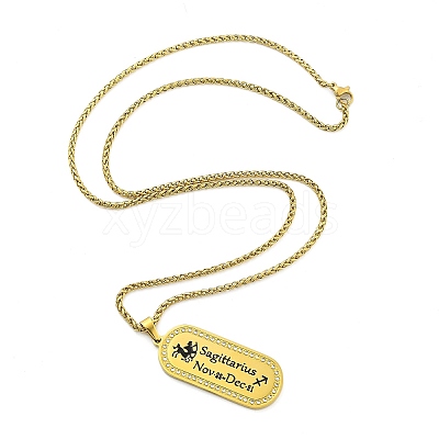 Constellation 304 Stainless Steel Micro Pave Clear Cubic Zirconia Wheat Chain Pendant Necklaces for Women Men NJEW-U007-01K-1