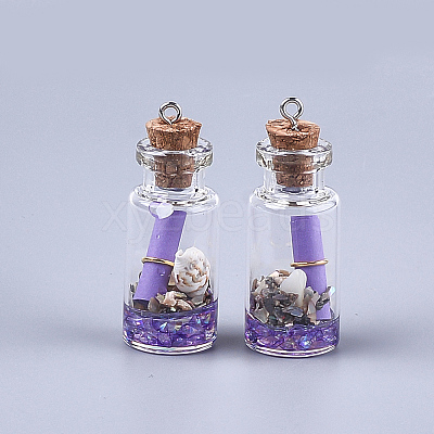 Glass Wishing Bottle Pendant Decorations GLAA-S181-02A-1