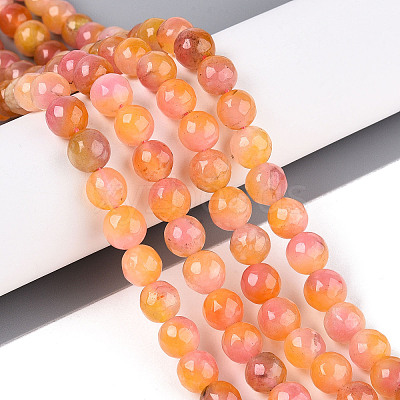 Dyed Natural White Jade Beads Strands G-T139-8mm-60-11-1