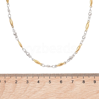 2Pcs 2 Styles Two Tone 304 Stainless Steel Bar Link Chain Necklaces for Women NJEW-JN05962-1