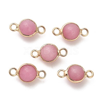 Natural Dyed Natural White Jade Faceted Round Links Connector Charms G-G175-01G-04-1