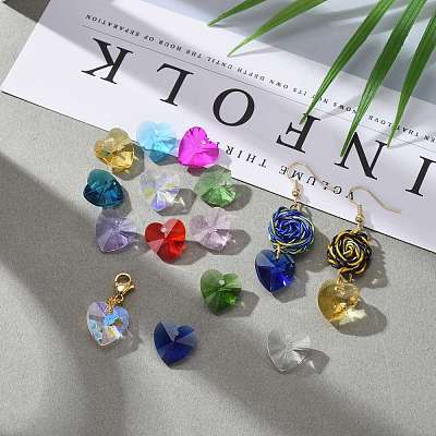 36Pcs 12 Colors Birthstone Charms Glass Pendants RGLA-ZZ0001-05-18mm-1