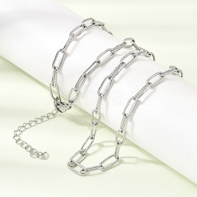 4MM 304 Stainless Steel Textured Paperclip Chain Necklaces for Man and Women SA-CBAB767-10P-1