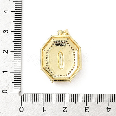 Brass Micro Pave Clear Cubic Zirconia Pendants KK-B141-48G-02-1