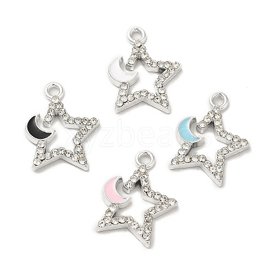 Rack Plating Alloy Rhinestone Pendants PALLOY-O106-27P-1