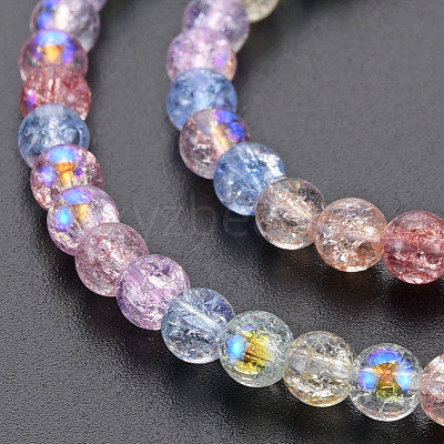 Electroplate Crackle Glass Bead Strands GLAA-S192-C-006B-1