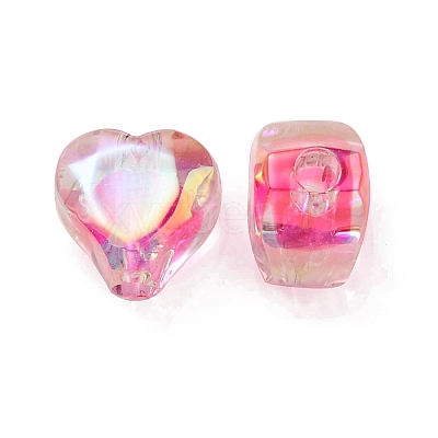 UV Plating Rainbow Iridescent Acrylic Beads OACR-F004-05D-1