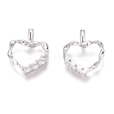 Brass Micro Pave Clear Cubic Zirconia Charms ZIRC-O035-28P-1