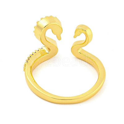 304 Stainless Steel Cubic Zirconia Open Cuff Ring for Women RJEW-S406-05G-03-1