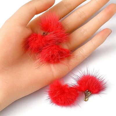 Faux Mink Fur Tassel Pendant Decorations FIND-YW0002-24C-1