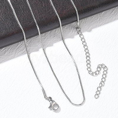 10Pcs 1MM 304 Stainless Steel Box Chain Necklaces NJEW-G203-07P-1