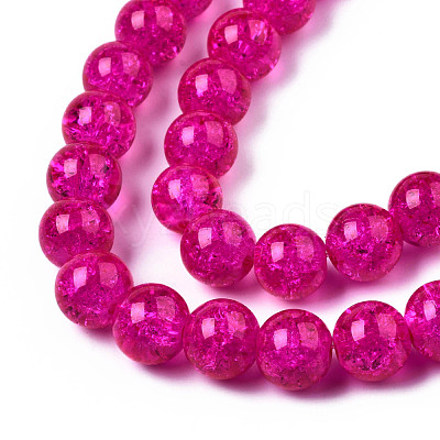 Spray Painted Crackle Glass Beads Strands CCG-Q001-10mm-08-1