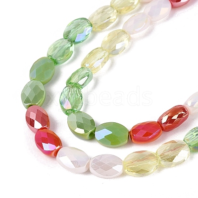 Electroplate Imitation Jade & Opaque & Transparent Glass Beads Strands EGLA-Q135-6x8MM-01C-1