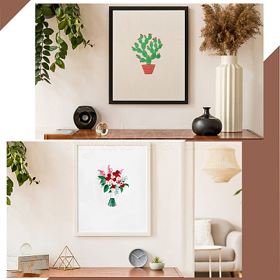 2 Sets 2 Styles DIY Embroidery Kits DIY-GF0009-97B-1