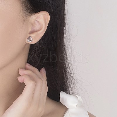 Brass Stud Earrings EJEW-BB61232-A-1