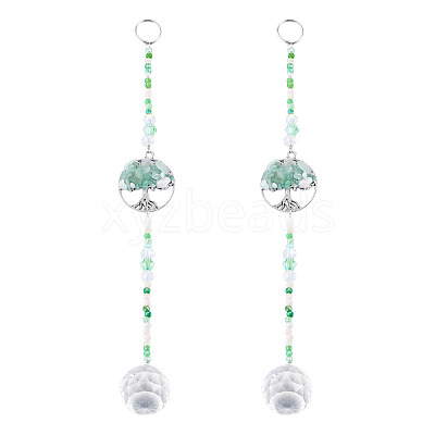 Glass Teardrop Window Hanging Suncatchers HJEW-TADJ0004-1