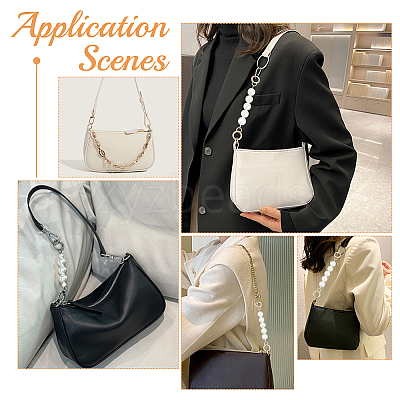2Pcs 2 Style PU Leather & Round ABS Plastic Imitation Pearl Bag Straps Sets FIND-WR0009-23B-1