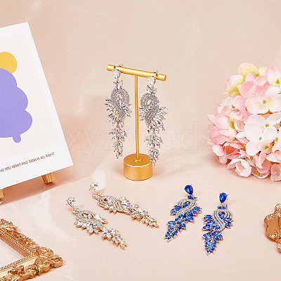 3 Pairs 3 Colors Sparkling Rhinestone Leafy Branch Dangle Stud Earrings EJEW-FI0001-90-1