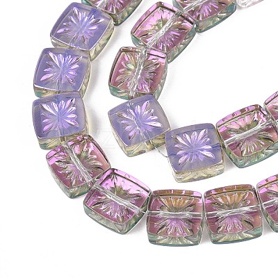 Electroplate Transparent Glass Beads Strands EGLA-N017-03F-1