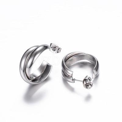 Tarnish Resistant 304 Stainless Steel Stud Earrings EJEW-P090-01P-1