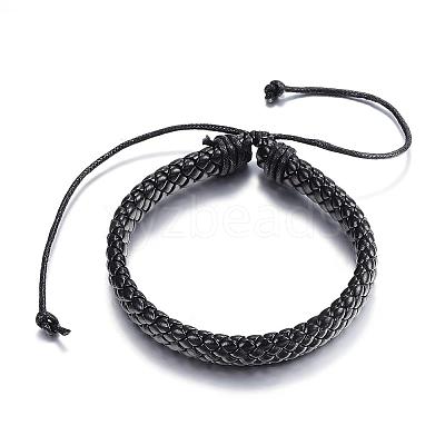 Adjustable Braided PU Leather Cord Bracelets BJEW-P099-11A-1