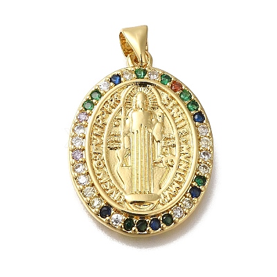 Rack Plating Brass Micro Pave Clear Cubic Zirconia Pendants KK-G500-02C-G-1