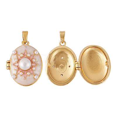 1Pc Brass Enamel Locket Pendants KK-TADJ0001-05B-1