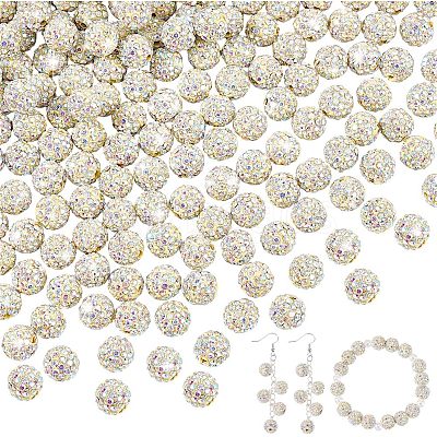 200Pcs Pave Disco Ball Beads RB-PH0001-50B-1