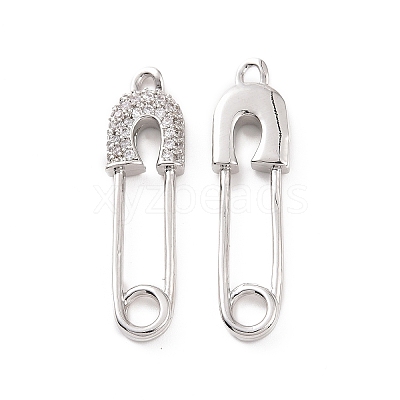 Brass Micro Pave Clear Cubic Zirconia Pendants KK-E068-VC469-1
