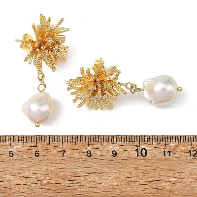 Brass Micro Pave Cubic Zirconia Stud Earrings EJEW-JE07436-1