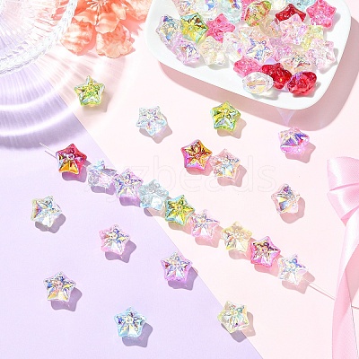 50Pcs 10 Colors Electroplate Baking Paint Glass Beads EGLA-YW0005-61-1